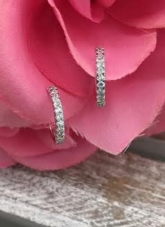 Sterling Silver and Cubic Zirconia Huggie Earrings