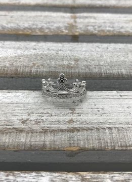 Sterling Silver and Cubic Zirconia Crown Ring