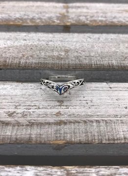 Sterling Silver Plated Filigree Chevron Ring