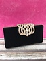 Small Black Velvet Clutch with Rhinestones