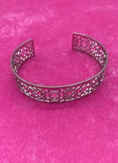 Silver Cuff Bracelet with Intricate Design