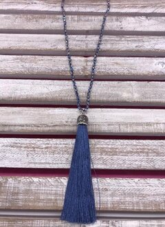 Black Long Necklace with a Tassel