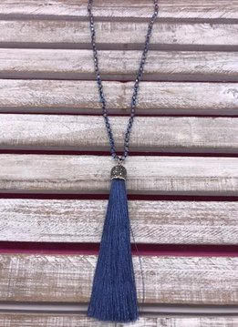 Black Long Necklace with a Tassel