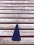 Gold Necklace with Navy Blue Tassel