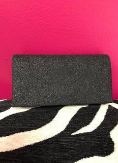 Shimmery Black Party Clutch with Chain