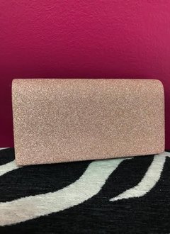 Shimmery Rose Gold Party Clutch with Chain