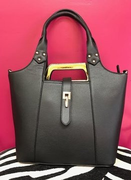 Black Vegan Leather Purse with Long Strap