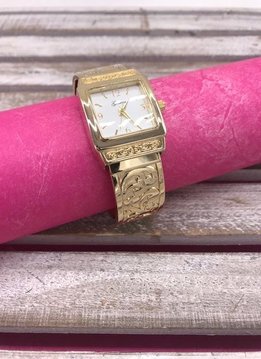 Gold Swirly Embossed Cuff Watch