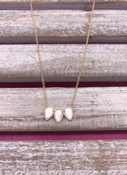 Mother of Pearl Tear Drop Pendant on Gold Necklace
