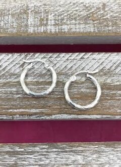Italian Sterling Silver Small Hoop Earrings with Textured Stripes