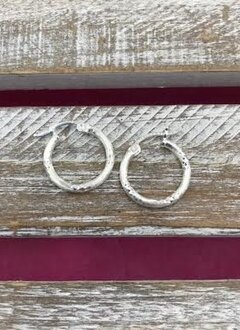 Italian Sterling Silver Small Hoop Earrings with Faceted Texture