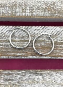 Italian Sterling Silver Simple Medium Hoop Earrings