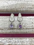 Italian Sterling Silver Tear Dropped Stud with Dangling Square Amethyst Earrings