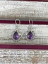 Italian Sterling Silver Deco Tear Drop Dangling Amethyst Earrings