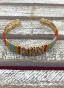 Gold Yarn Wrapped Cuff Bracelet