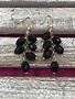Gold and Black Bead Dangling Earrings