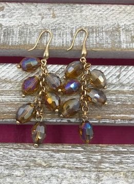 Gold and Gold Bead Dangling Earrings