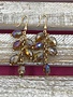 Gold and Gold Bead Dangling Earrings