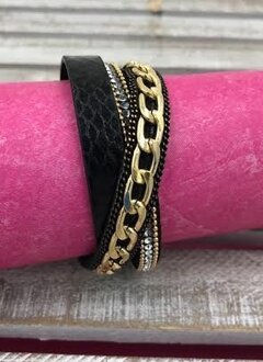 Black and Gold Chain Wrap Bracelet