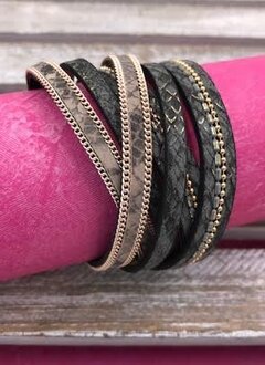 Gray Snakeskin Wrap Bracelet with Twist