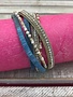 Blue and Seed Bead Wrap Bracelet with Twist