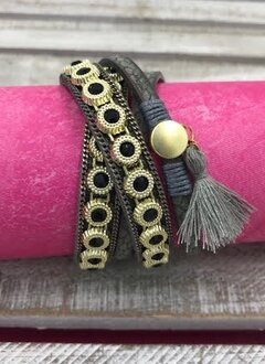 Gray and Tassel Wrap Bracelet