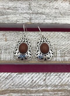 Silver and Brown Stone Earrings