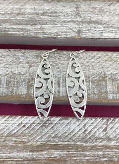 Silver Marquise Earrings with Cutout Design
