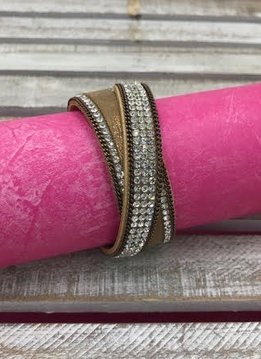 Brown and Rhinestone Wrap Bracelet