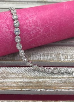 Oval Cubic Zirconia Halo Tennis Bracelet