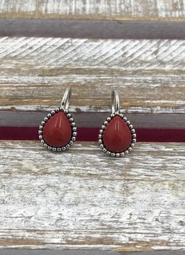 Coral Gem Stone Earrings