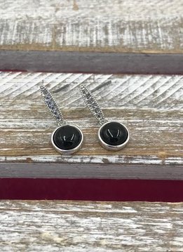 Cubic Zirconia Round Shape Black Onyx Dangle Earrings