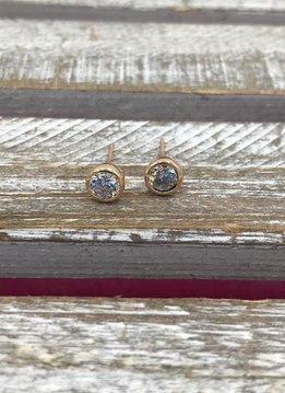 Rose Gold Clear Cubic Zirconia Bezel Stud Earrings