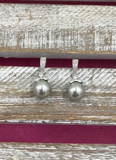 Gray Pearl Cubic Zirconia Earrings