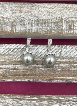 Gray Pearl Cubic Zirconia Earrings
