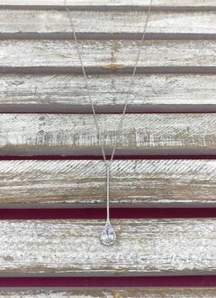 Cubic Zirconia Silver Teardrop Necklace