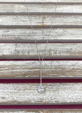 Cubic Zirconia Silver Teardrop Necklace