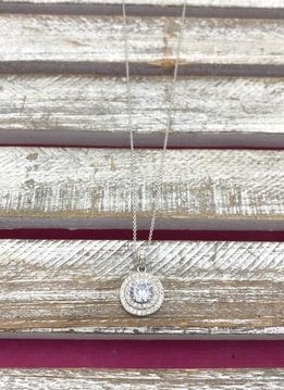 Round Cubic Zirconia Halo Necklace