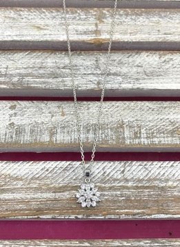 Cubic Zirconia Floral Design Pendant Necklace