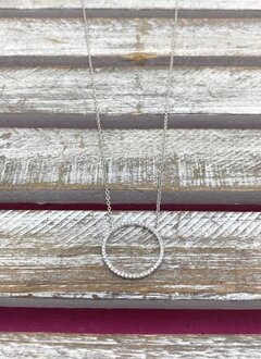 Cubic Zirconia Circle Link Necklace