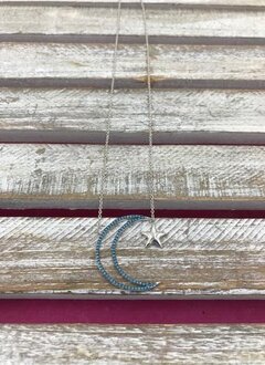 Cubic Zirconia Turquoise Moon and Star Necklace