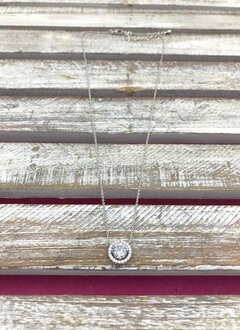 Cubic Zirconia Round Halo Pendant Necklace