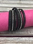 Black Wrap Bracelet with Clear Rhinestones