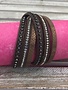 Brown Wrap Bracelet with Clear Rhinestones