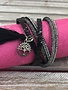 Black Tree and Tassel Wrap Bracelet