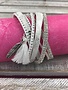 White Feather and Tassel Wrap Bracelet
