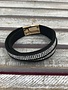 Black and Clear Rhinestone Wrap Bracelet with Gold Magnetic Closure