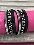 Black Wrap Bracelet with Silver Rhinestones