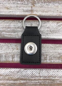 Black Leather Snap Rectangle Keychain