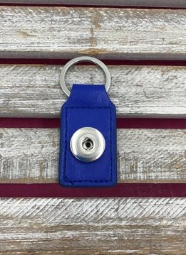 Blue Leather Snap Rectangle Keychain